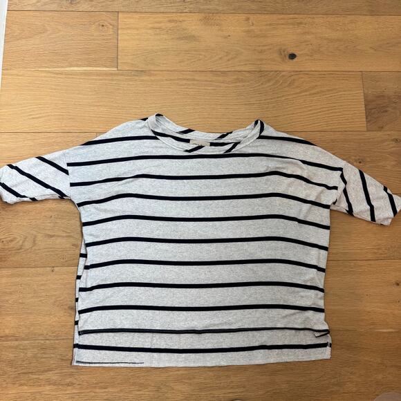 Chaser Heathered Gray Striped Dolman Sleeve Raglan Tee XS-Nautical, Preppy - Picture 10 of 10